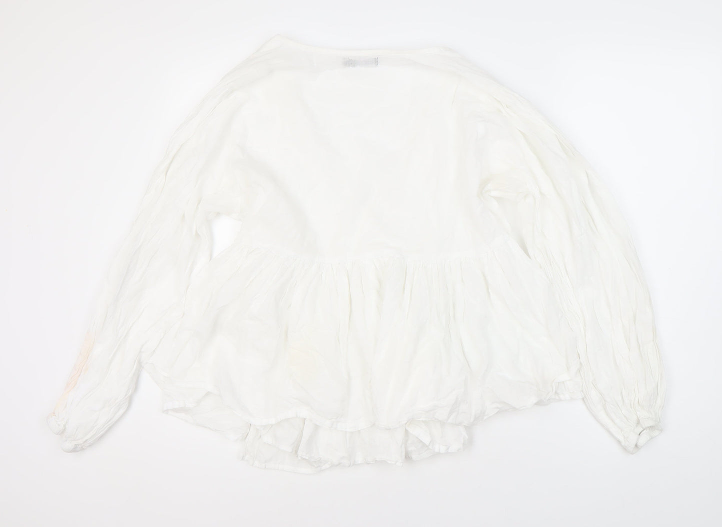 Womens UK Size UK 14 Boohoo White Wrap Blouse