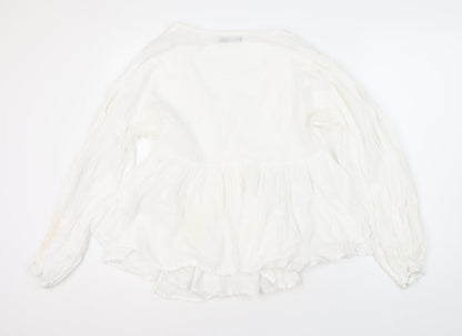 Womens UK Size UK 14 Boohoo White Wrap Blouse