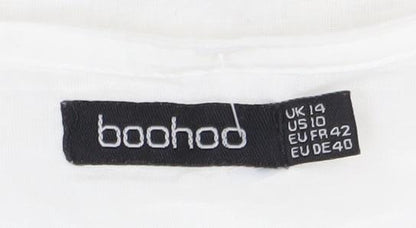 Womens UK Size UK 14 Boohoo White Wrap Blouse