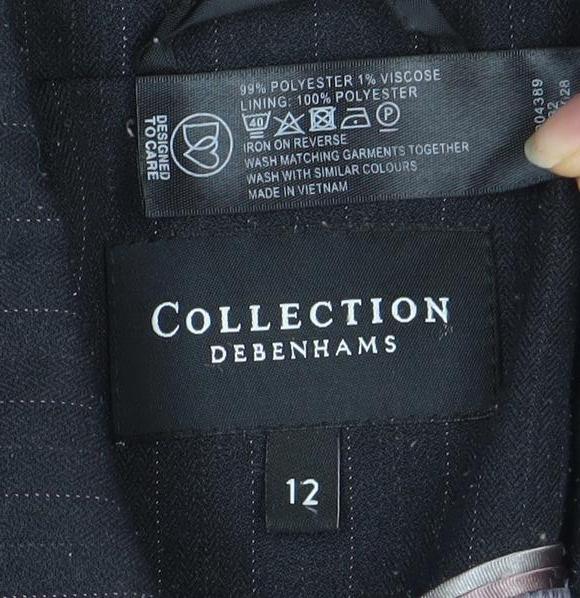 Debenhams Women's Black Pinstripe Suit Jacket Size 12