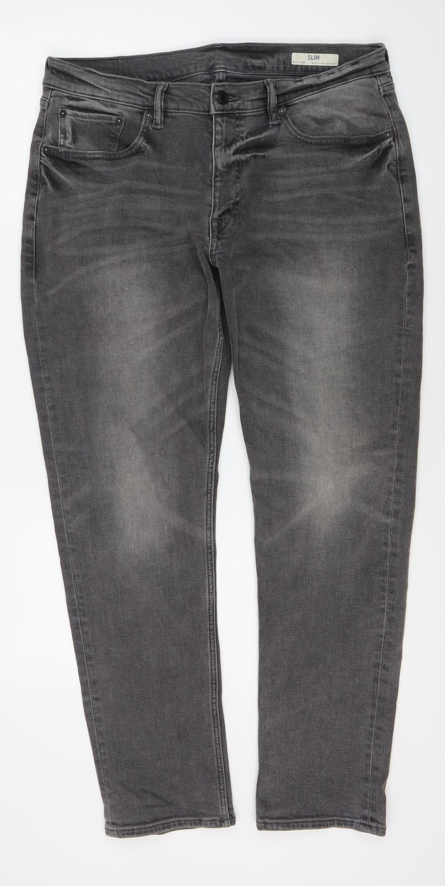 Marks and Spencer Grey Slim Fit Men's Jeans 31W 34L