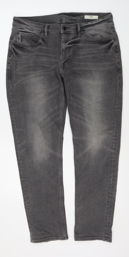 Marks and Spencer Grey Slim Fit Men's Jeans 31W 34L