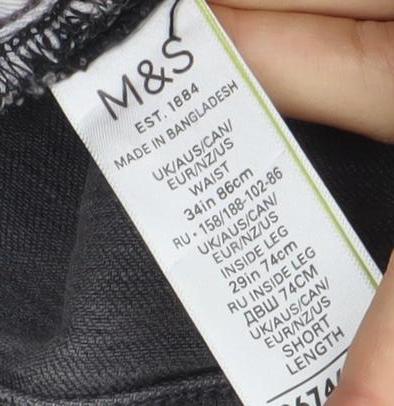 Marks and Spencer Grey Slim Fit Men's Jeans 31W 34L