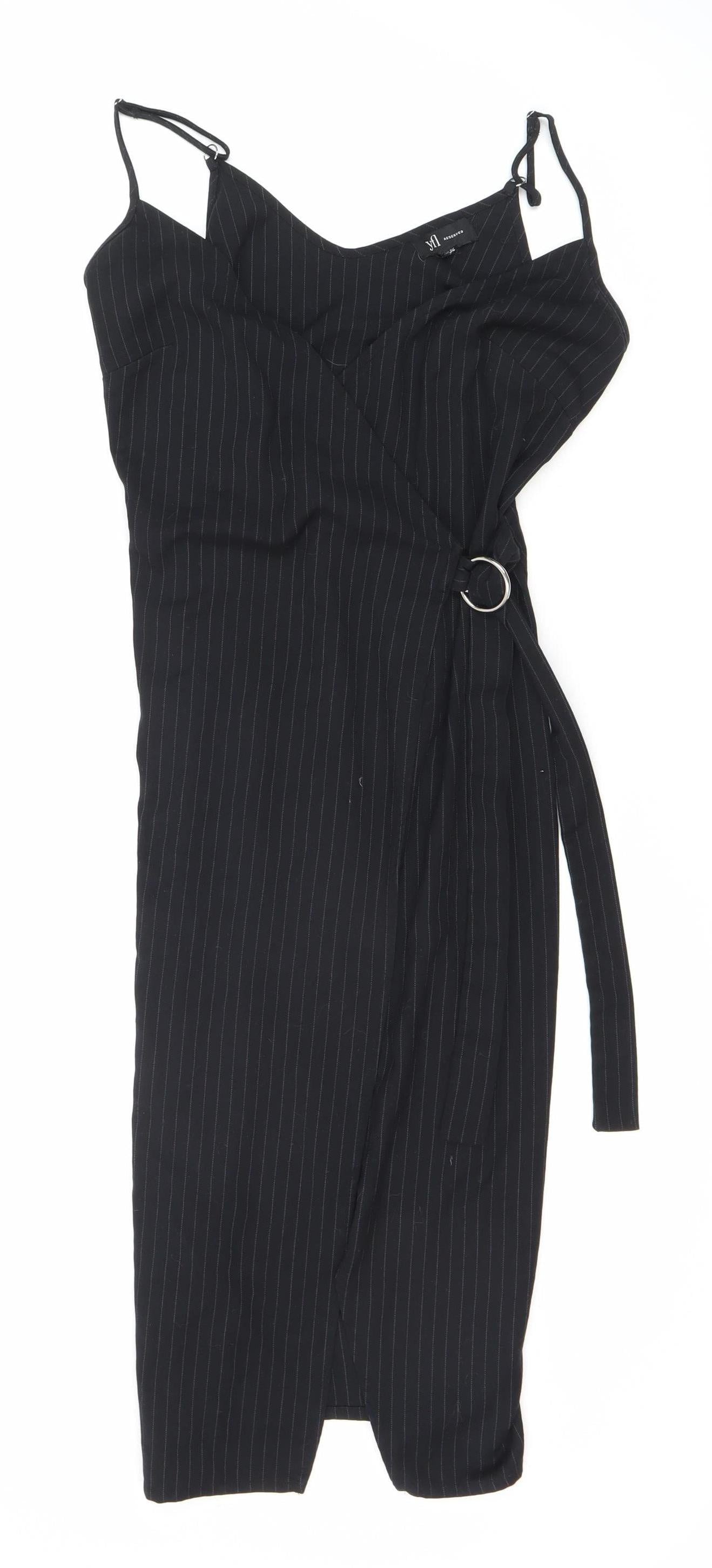 Reserved Women's Black Striped Sleeveless Dress Size 6