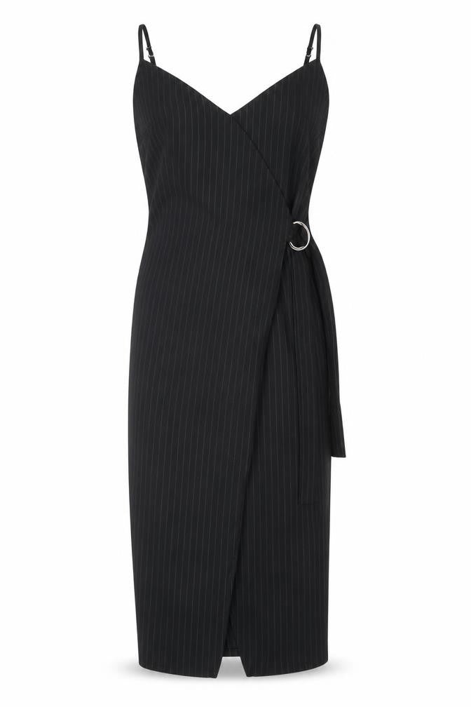Reserved Women's Black Striped Sleeveless Dress Size 6
