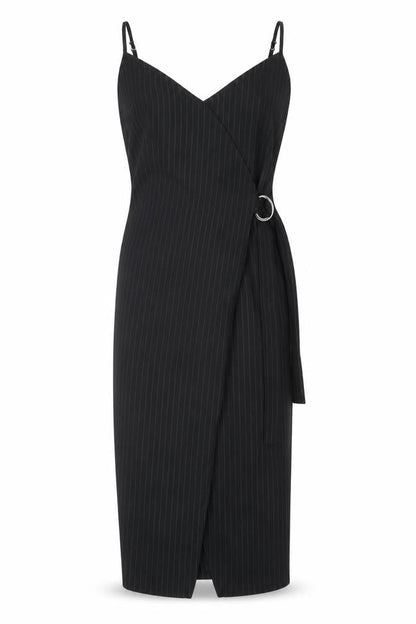 Reserved Women's Black Striped Sleeveless Dress Size 6