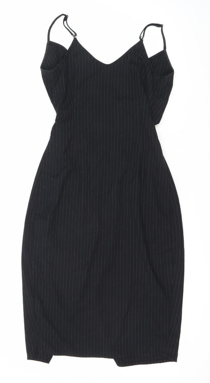 Reserved Women's Black Striped Sleeveless Dress Size 6