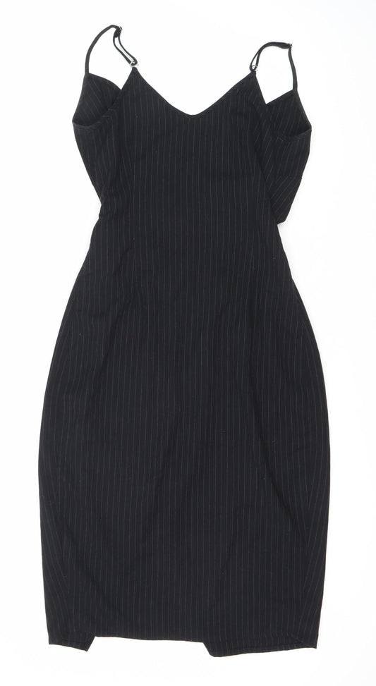 Reserved Women's Black Striped Sleeveless Dress Size 6