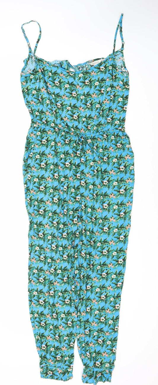 Oasis Women's Blue Floral Jumpsuit S - Summer Viscose Style