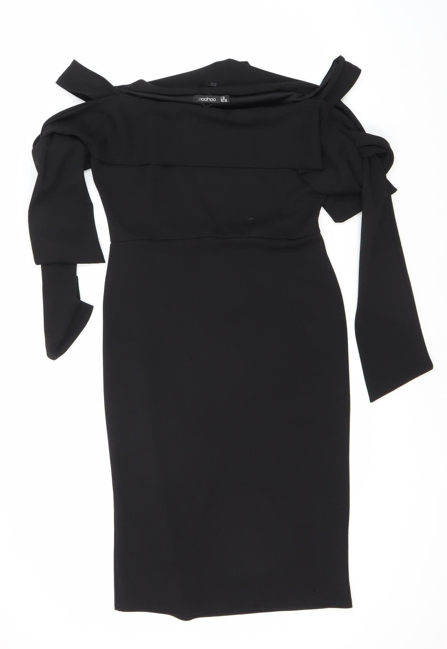 Boohoo Women's Black Bodycon Midi Dress UK 12