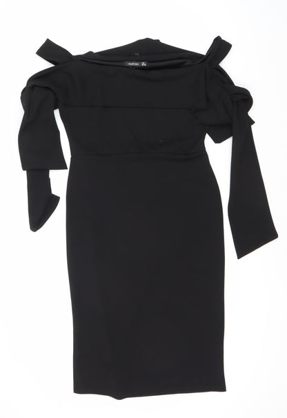 Boohoo Women's Black Bodycon Midi Dress UK 12