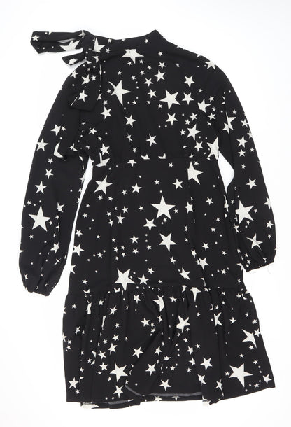 Boohoo Women's Black Star Dress Size 14 Long Sleeve
