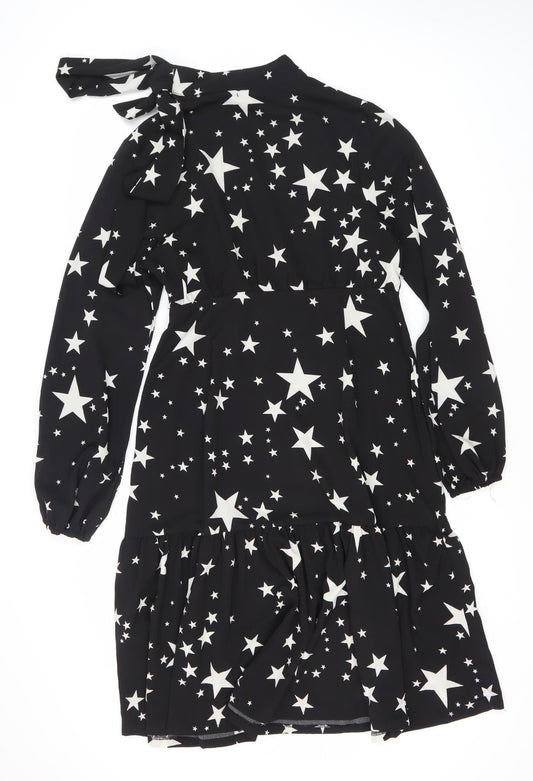 Boohoo Women's Black Star Dress Size 14 Long Sleeve