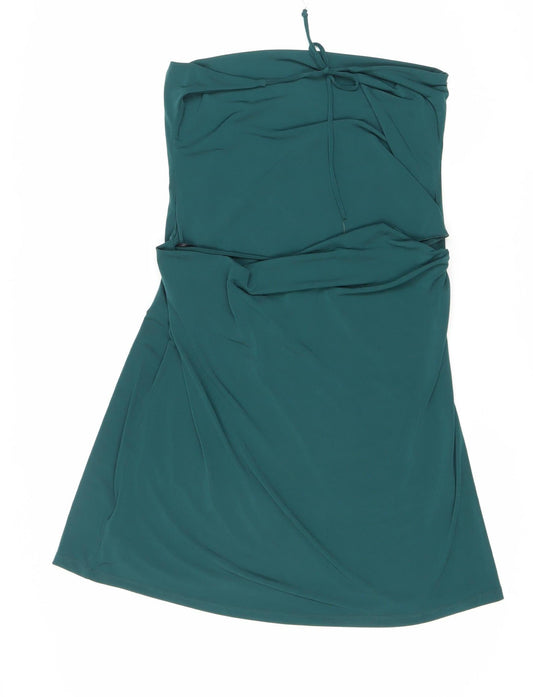 Pull & Bear Women's Green A-Line Halter Dress XL