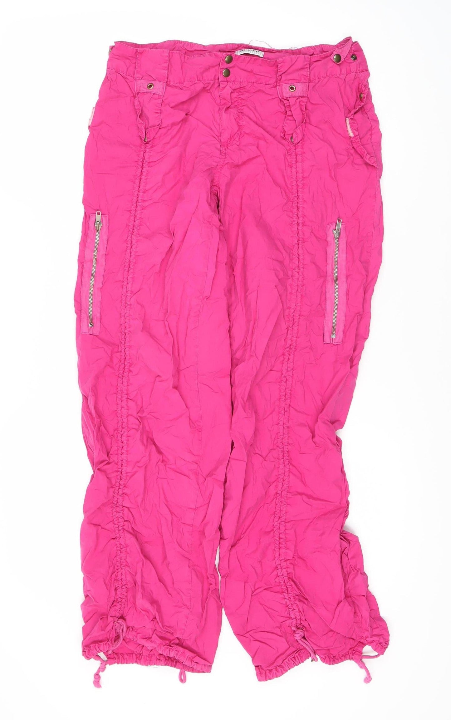 Moto Women's Pink Windbreaker Trousers Size 12, Relaxed Fit