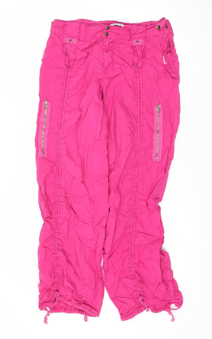 Moto Women's Pink Windbreaker Trousers Size 12, Relaxed Fit