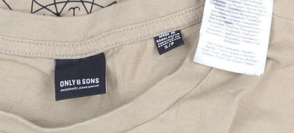 ONLY & SONS Beige Men's S Graphic T-Shirt Short Sleeve