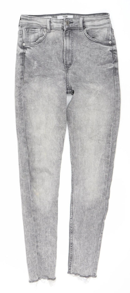 Bershka Women's Grey Skinny High Rise Jeans - Size 8