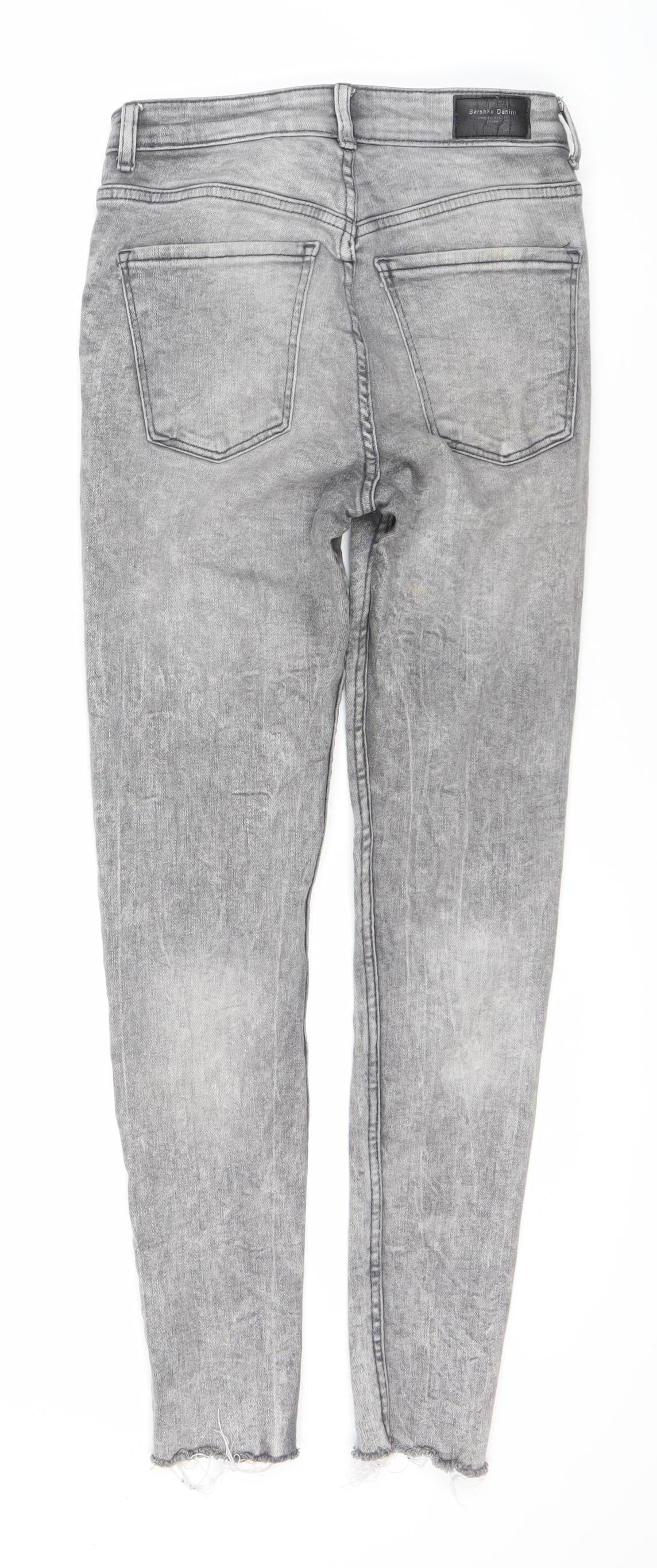 Bershka Women's Grey Skinny High Rise Jeans - Size 8