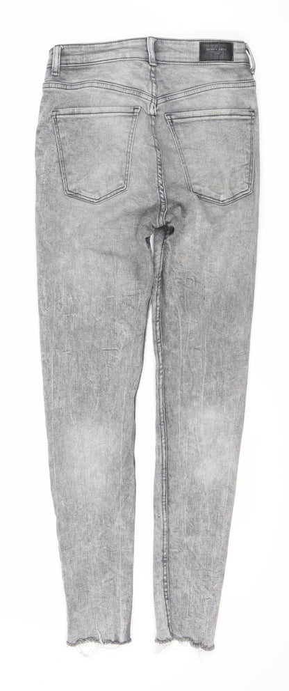 Bershka Women's Grey Skinny High Rise Jeans - Size 8