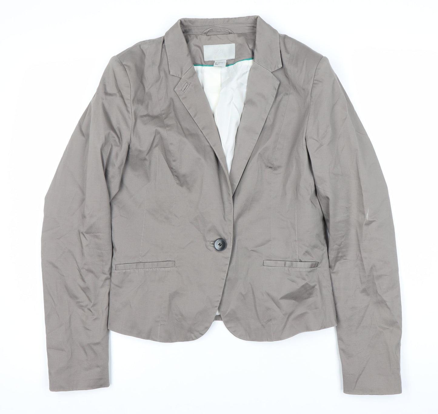 H&M Women's Grey Blazer, Single-Breasted Size 12