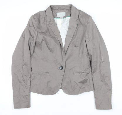 H&M Women's Grey Blazer, Single-Breasted Size 12