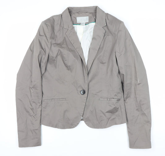 H&M Women's Grey Blazer, Single-Breasted Size 12