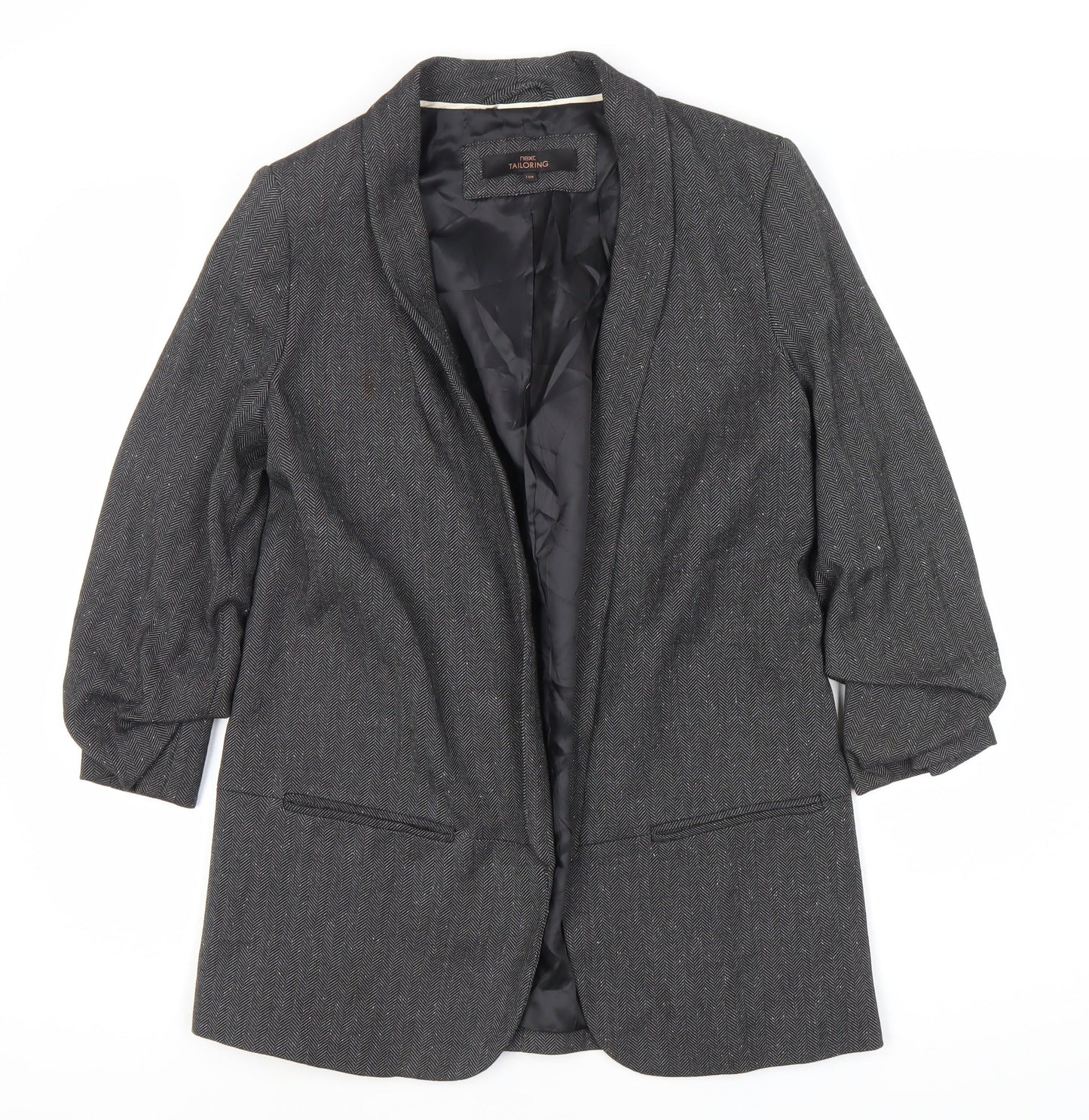 Next Women's Grey Blazer, Classic, Size 10, Herringbone