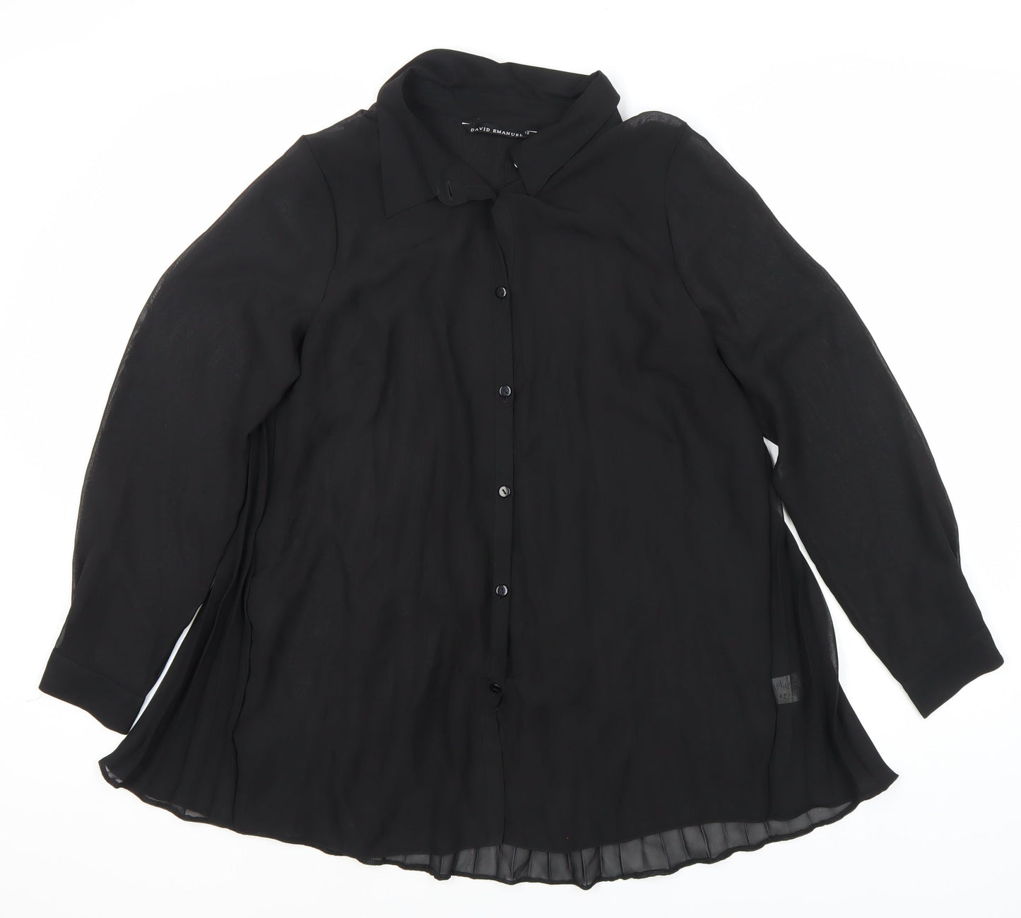 David Emanuel Women's Black Button-Up Blouse Size 12