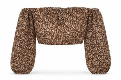 Pamela X Women's Brown Cropped Off Shoulder Top, Size 10