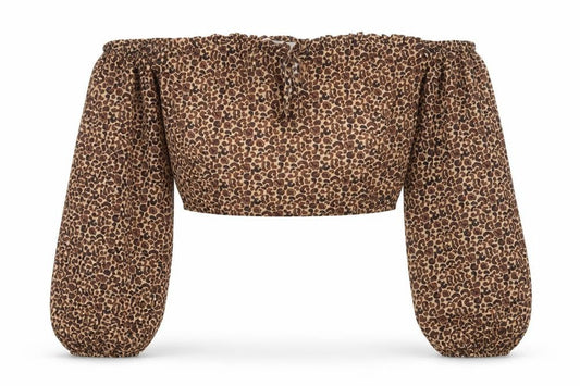 Pamela X Women's Brown Cropped Off Shoulder Top, Size 10