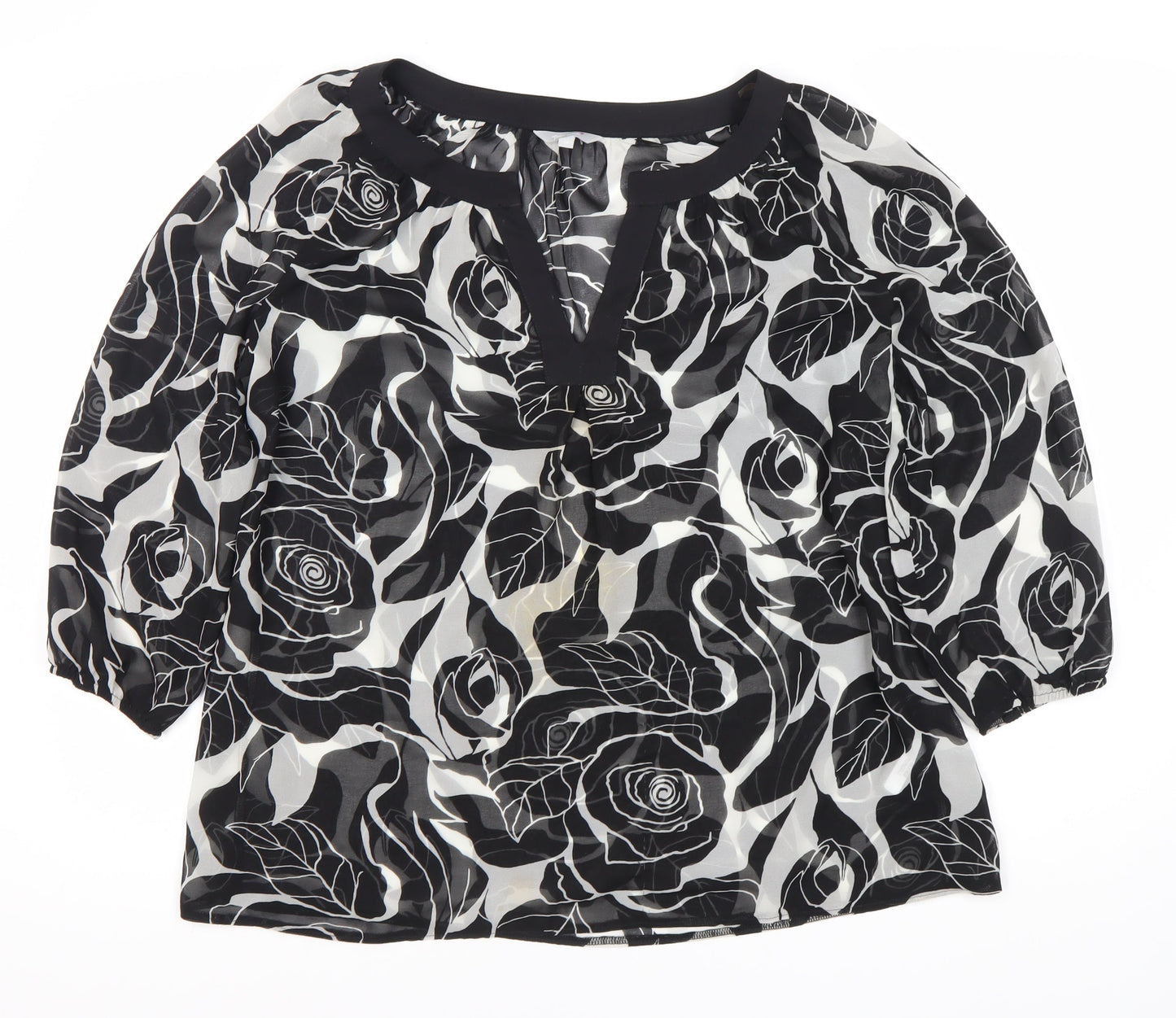 Womens UK Size 12 Per Una Black Tunic Blouse