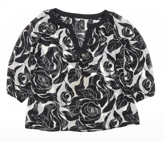 Womens UK Size 12 Per Una Black Tunic Blouse