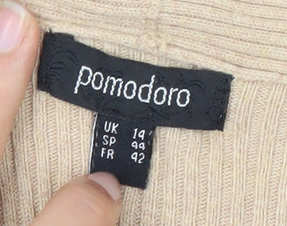 Womens UK Size 14 Pomodoro Beige Cardigan Jumper