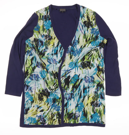 EAST Women's Multicoloured Floral Silk Wool Cardigan Size 16