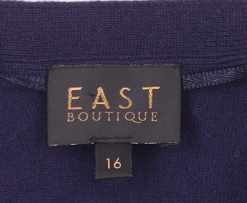 EAST Women's Multicoloured Floral Silk Wool Cardigan Size 16