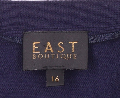 EAST Women's Multicoloured Floral Silk Wool Cardigan Size 16