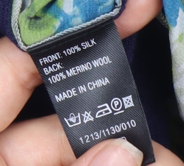 EAST Women's Multicoloured Floral Silk Wool Cardigan Size 16