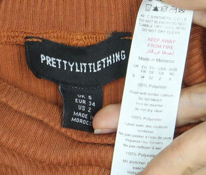 PrettyLittleThing Women's Orange Long Sleeve Dress