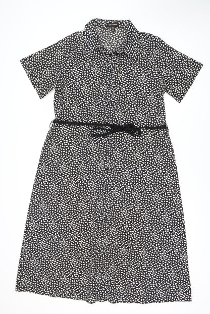 QED London Women's Black Dress Size 12 Animal Print