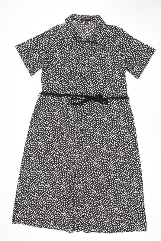 QED London Women's Black Dress Size 12 Animal Print