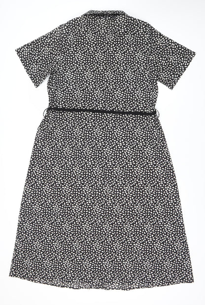 QED London Women's Black Dress Size 12 Animal Print