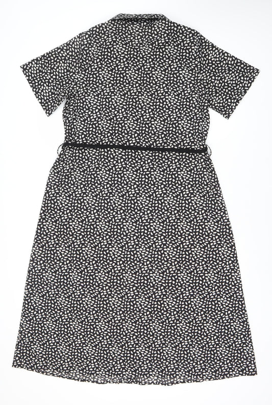 QED London Women's Black Dress Size 12 Animal Print