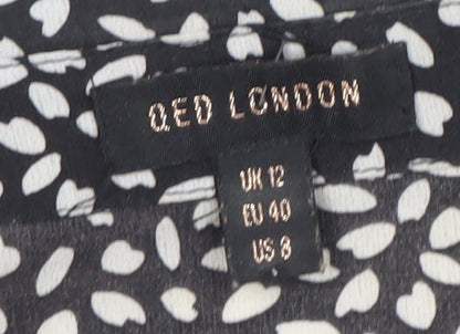 QED London Women's Black Dress Size 12 Animal Print