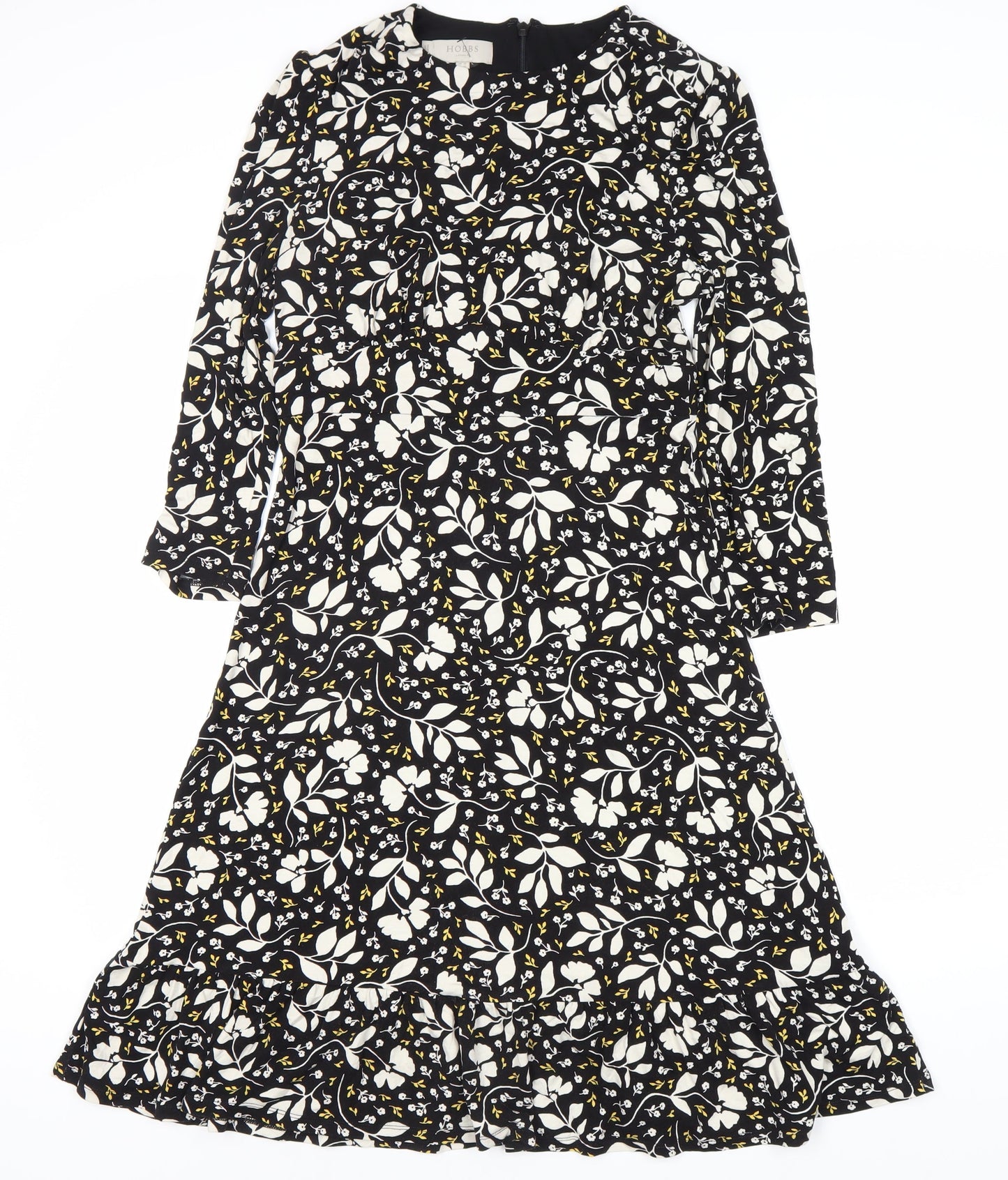 Hobbs Women's Floral Black Midi Dress, Size 12, Spring Casual