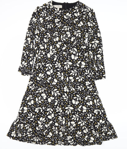 Hobbs Women's Floral Black Midi Dress, Size 12, Spring Casual
