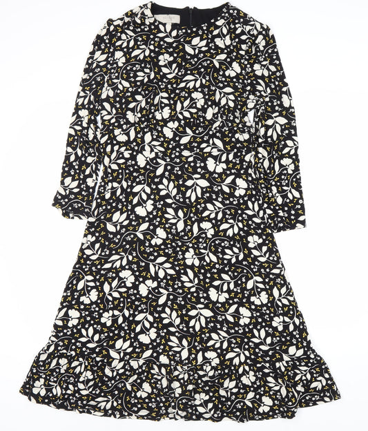 Hobbs Women's Floral Black Midi Dress, Size 12, Spring Casual