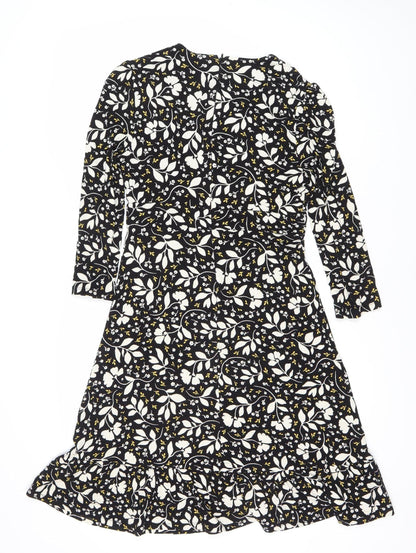 Hobbs Women's Floral Black Midi Dress, Size 12, Spring Casual