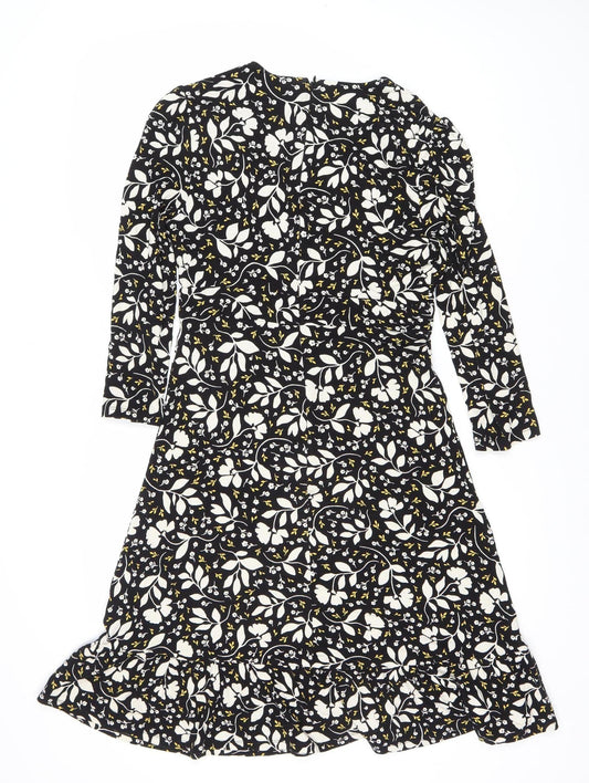 Hobbs Women's Floral Black Midi Dress, Size 12, Spring Casual