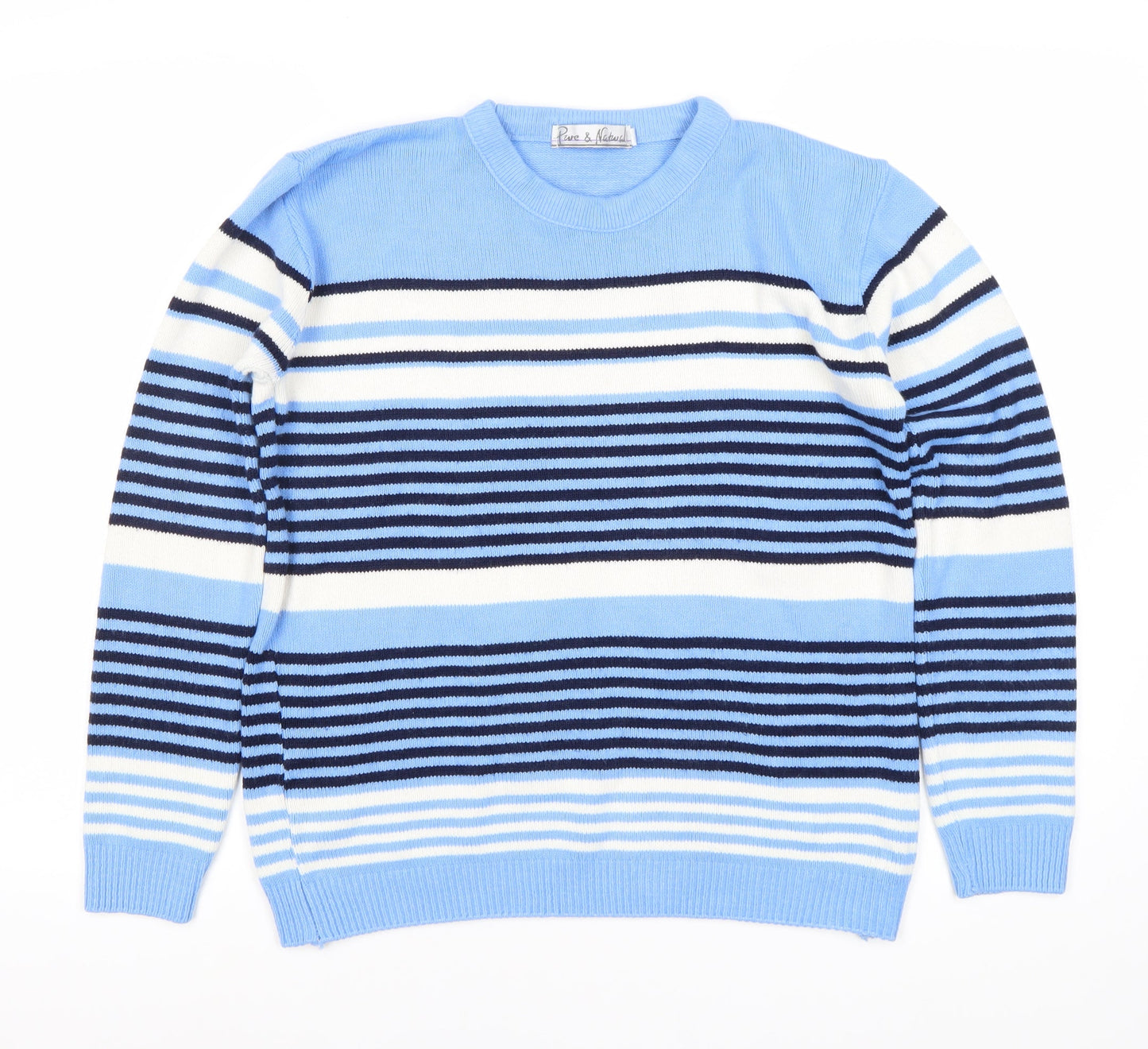 Pier & Helena Women's Blue Striped Pullover Jumper M